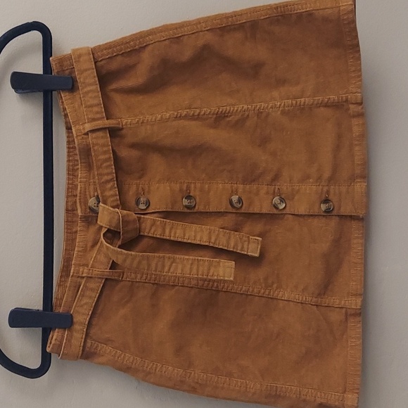 AMERICAN EAGLE 6 Corduroy Tan Brown High Rise A-Line Button Down Mini Skirt - Picture 4 of 12